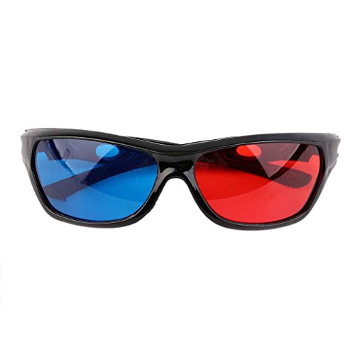 Leeadwaey Schwarzer Rahmen rot-blau 3D-Brille für dimensionale Anaglyphen-Filmspiel-DVD-Brillen, 14,0 x 6,3 x 3,6 cm von Leeadwaey