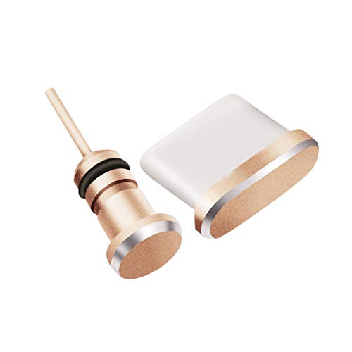 Leeadwaey Staubschutz, tragbar, Mini-Universal-Typ-C-USB-Abdeckung, Ladeanschluss, Handy, 3,5 mm, flexibel, Roségold von Leeadwaey