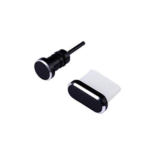 Leeadwaey Staubschutz, tragbar, Mini-Universal-Typ-C-USB-Abdeckung, Ladeanschluss, Handy, 3,5 mm, flexibel, Schwarz von Leeadwaey