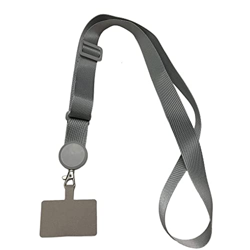 Leeadwaey Universal Handy Schlüsselband Crossbody Patch Verstellbar Anti-Verlust Hals Hängeseil Nackenband Strap Zubehör Silber Grau von Leeadwaey