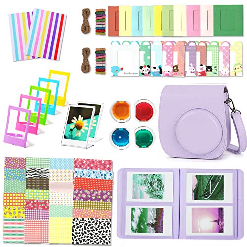 Leebotree Sofortbildkameras Kamera Zubehör Kompatibel mit Instax Mini 11 Sofortbildkamera beinhaltet Tasche/Album/Filmrahmen/Rahmenaufkleber/Eckaufkleber (Lilac Purple) von Leebotree