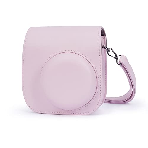 Leebotree Sofortbildkameras Tasche Kompatibel mit Instax Mini 12 / Mini 11 Sofortbildkamera aus Weichem Kunstleder mit Schulterriemen und Tasche (Blossom Pink) von Leebotree