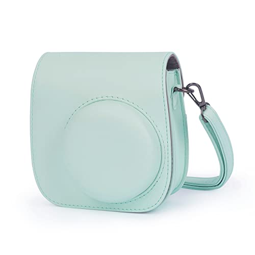 Leebotree Sofortbildkameras Tasche Kompatibel mit Instax Mini 12 / Mini 11 Sofortbildkamera aus Weichem Kunstleder mit Schulterriemen und Tasche (Mint Green) von Leebotree