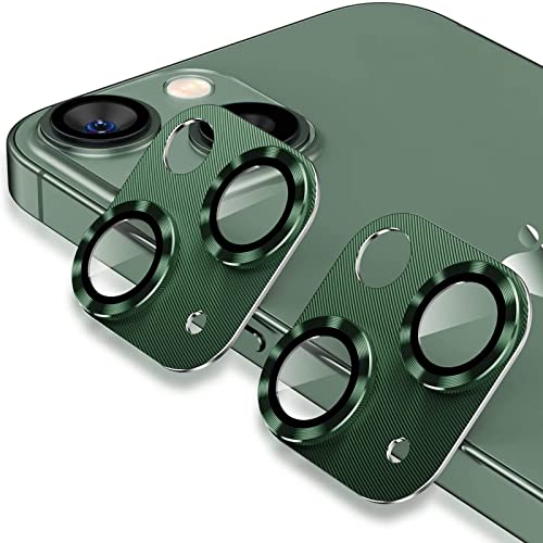 2 Stück Kameraschutz Kompatibel mit iPhone 14 6,1 Zoll/ 14 Plus 6,7 Zoll Gehärtetes Glas Kamera Schutzfolie Klar mit Metall Ring Entworfen für MagSafe Schnapp-Adapter für Magnetische Befestigung Grün von Leedia