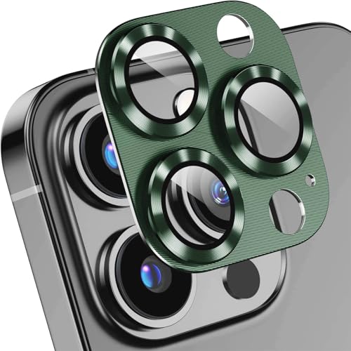 2 Stück Kameraschutz Kompatibel mit iPhone 15 Pro 6,1 Zoll/ 15 Pro Max 6,7 Zoll Klar Kamera Gehärtetes Glas mit Metall Ring Entworfen für MagSafe Schnapp-Adapter für Magnetische Befestigung Grün von Leedia