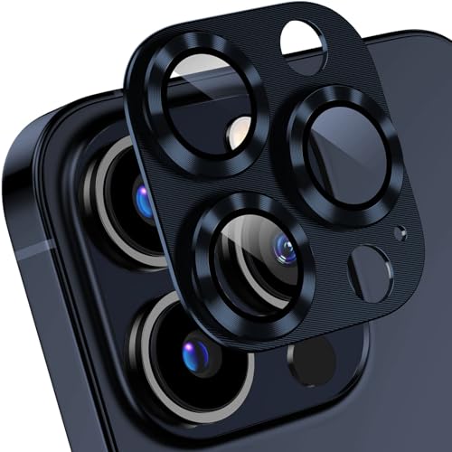 2 Stück Kameraschutz Kompatibel mit iPhone 15 Pro 6,1 Zoll/ 15 Pro Max 6,7 Zoll Klar Kamera Gehärtetes Glas & Metall Ring Entworfen für MagSafe Schnapp-Adapter für Magnetische Befestigung Dunkelblau von Leedia