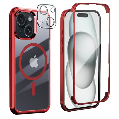 Leedia Handyhülle Kompatibel mit iPhone 15 Magsafe Hülle 360 Grad Ganzkörper Eingebauter Panzerglas Displayschutz Schutzfolie Case Stoßfest Schutzhülle für iPhone 15 6.1" Rot Leedia Handyhülle Kompatibel mit iPhone 15 Magsafe Hülle 360 Grad Ganzkörper Eingebauter Panzerglas Displayschutz Schutzfolie Case Stoßfest Schutzhülle für iPhone 15 6.1" Rot von Leedia