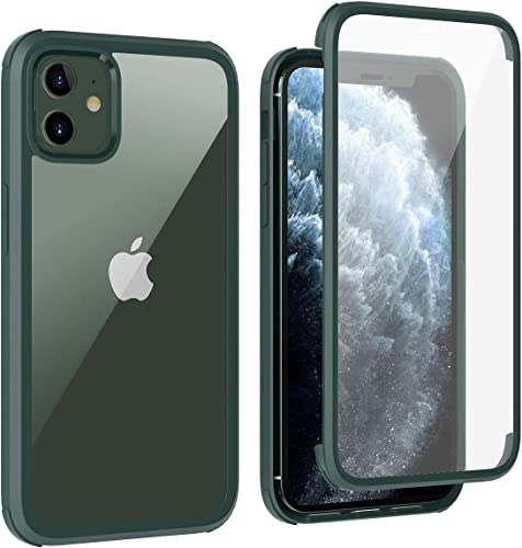 Leedia 360 Grad Hülle Kompatibel mit iPhone 11 Hülle Ganzkörper Eingebauter Glas Displayschutzfolie Stoßfest iPhone 11 Schutzhülle Transparent Clear Durchsichtig Handyhülle für iPhone 11 6.1" Grün von Leedia