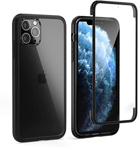 Leedia 360 Grad Hülle Kompatibel mit iPhone 11 Pro Max Hülle Ganzkörper Eingebauter Glas Displayschutzfolie iPhone 11 Pro Max Schutzhülle Transparent Handyhülle für iPhone 11 Pro Max 6.5" Schwarz von Leedia