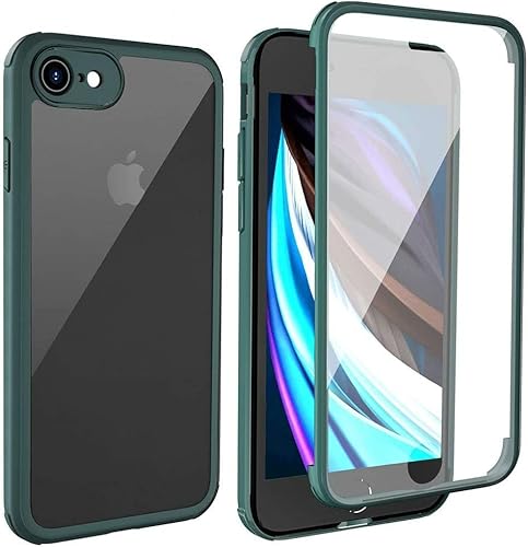 Leedia 360 Grad Hülle Kompatibel mit iPhone SE 2020 Hülle Ganzkörper Eingebauter Glas Displayschutzfolie Stoßfest iPhone SE 2022 Schutzhülle Transparent Handyhülle für iPhone 8/SE3/SE2 4.7" Grün von Leedia