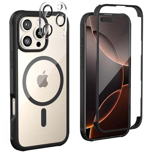 Leedia 360 Grad Schutzhülle Kompatibel mit Magsafe iPhone 16 Pro Max Hülle + 2 Kameraschutz Ganzkörper Eingebauter Glas Displayschutzfolie 16 Pro Max Handyhülle für iPhone 16 Pro Max 6.9" Schwarz Leedia 360 Grad Schutzhülle Kompatibel mit Magsafe iPhone 16 Pro Max Hülle + 2 Kameraschutz Ganzkörper Eingebauter Glas Displayschutzfolie 16 Pro Max Handyhülle für iPhone 16 Pro Max 6.9" Schwarz von Leedia