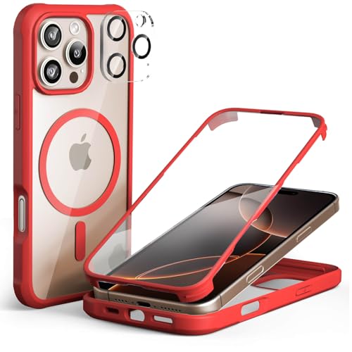 Leedia 360 Grad Schutzhülle Kompatibel mit Magsafe iPhone 16 Pro Max Hülle + 2 Kameraschutz Ganzkörper Eingebauter Glas Displayschutzfolie iPhone 16 Pro Max Handyhülle für iPhone 16 Pro Max 6.9" Rot Leedia 360 Grad Schutzhülle Kompatibel mit Magsafe iPhone 16 Pro Max Hülle + 2 Kameraschutz Ganzkörper Eingebauter Glas Displayschutzfolie iPhone 16 Pro Max Handyhülle für iPhone 16 Pro Max 6.9" Rot von Leedia