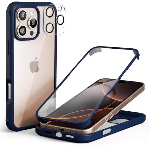 Leedia 360 Grad Schutzhülle Kompatibel mit iPhone 16 Pro Max Hülle + 2 Kameraschutz Ganzkörper Eingebauter Glas Displayschutzfolie iPhone 16 Pro Max Handyhülle für iPhone 16 Pro Max 6.9" Blau Leedia 360 Grad Schutzhülle Kompatibel mit iPhone 16 Pro Max Hülle + 2 Kameraschutz Ganzkörper Eingebauter Glas Displayschutzfolie iPhone 16 Pro Max Handyhülle für iPhone 16 Pro Max 6.9" Blau von Leedia