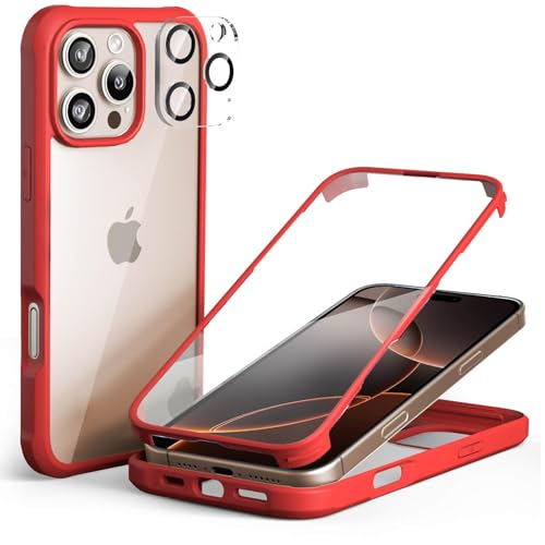 Leedia 360 Grad Schutzhülle Kompatibel mit iPhone 16 Pro Max Hülle + 2 Kameraschutz Ganzkörper Eingebauter Glas Displayschutzfolie iPhone 16 Pro Max Handyhülle für iPhone 16 Pro Max 6.9" Rot Leedia 360 Grad Schutzhülle Kompatibel mit iPhone 16 Pro Max Hülle + 2 Kameraschutz Ganzkörper Eingebauter Glas Displayschutzfolie iPhone 16 Pro Max Handyhülle für iPhone 16 Pro Max 6.9" Rot von Leedia