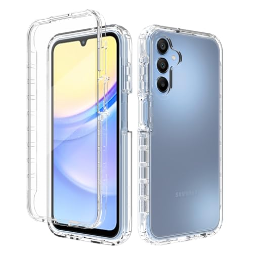 Leedia Ganzkörper Kompatibel mit A15 Hülle 360 Grad Handyhülle Galaxy A15 Stoßfest Komplettschutz Bumper Case Transparent mit Eingebautem Displayschutz Cover rutschfest für Samsung Galaxy A15 5G von Leedia