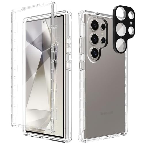 Leedia Ganzkörper Kompatibel mit S24 Ultra Hülle 360 Grad Handyhülle Galaxy S24 Ultra Stoßfest Komplettschutz Case Transparent mit Eingebautem Displayschutz Cover für Samsung Galaxy S24 Ultra 5G 6.8" von Leedia