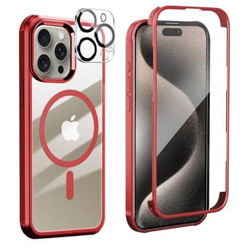 Leedia Handyhülle Kompatibel mit iPhone 15 Pro Max Magsafe Hülle 360 Grad Ganzkörper Eingebauter Panzerglas Displayschutz Schutzfolie Case Stoßfest Schutzhülle für iPhone 15 Pro Max 6.7" Rot Leedia Handyhülle Kompatibel mit iPhone 15 Pro Max Magsafe Hülle 360 Grad Ganzkörper Eingebauter Panzerglas Displayschutz Schutzfolie Case Stoßfest Schutzhülle für iPhone 15 Pro Max 6.7" Rot von Leedia