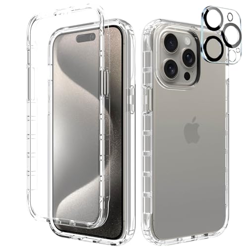 Leedia Kompatibel Mit iPhone 15 Pro Hülle 360 Grad Handyhülle Mit Eingebautem Displayschutz, Stoßfest Schutzhülle Bumper Transparent Case für 6,1" Klar von Leedia