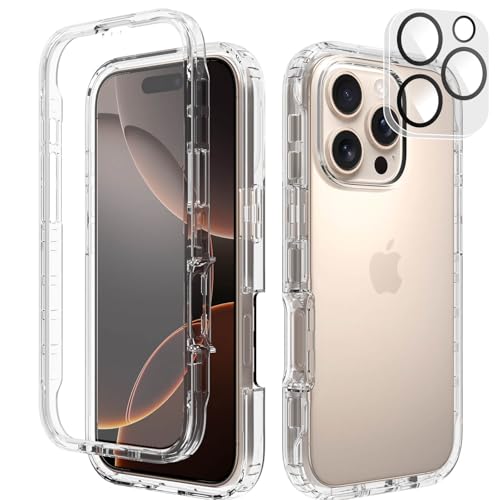 Leedia Kompatibel mit iPhone 16 Pro Max Hülle 360 Grad Handyhülle mit Eingebautem Displayschutz iPhone 16 Pro Max Case Stoßfest iPhone 16 Pro Max Schutzhülle Bumper für iPhone 16 Pro Max 6,9" Klar von Leedia