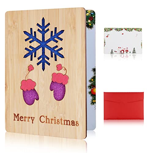 Karte weihnachten,Grußkarte aus Holz,Weihnachtskarten,Frohe Weihnachten Karte,Echte Bambus und Holzgrußkarten,Einladung Karte HolzBenutzt für Weihnachtsgeschenke und Wünsche von Leeelyan