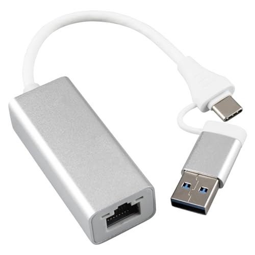 Leehitech 1000Mbit/s USB C Ethernet Adapter, TYP C/USB3.0 Zwei in Eins Schnittstelle zu RJ45 Netzwerkanschluss, Geeignet für Laptops, Mobiltelefone, TV-Boxen und Switch usw von Leehitech