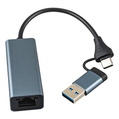 Leehitech USB C auf Ethernet Adapter 100Mbps, 2 IN 1 TYP C/USB3.0 uf RJ45 USB C LAN Adapter, USB C Netzwerkadapter Kompatibel für iPhone 16, Switch, iPad Pro/Air, MacBook Pro/MacBook Air, Galaxy S24 von Leehitech
