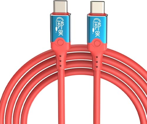 Leehitech USB4 Kabel mit Thunderbolt 4 Kabel, 40Gbps Datenkabel, 240W Schnellladung Ladekabel, 8K@60Hz 4K144Hz Videokabel USBC für Macbook, iPhone 15/16 Pro, iPad, Dock, SSD, Display, 1m, Orange von Leehitech