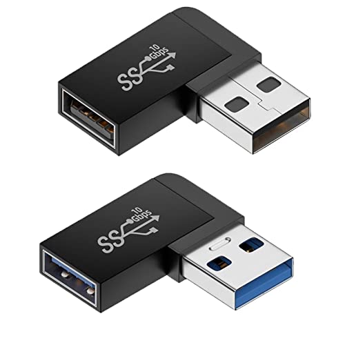 Leehitech 2 Stück (Linker Winkel und Rechter Winkel) 10 Gbps USB 3.2 Adapter 90 Grad USB A Stecker zu Buchse Koppler Stecker USB Winkelstecker 90 Grad Adapter für Laptop, Powerbank, USBA-Ladegerät von Leehitech