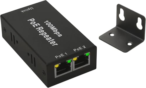 Leehitech Desktop/Wall Mount PoE Repeater Extender 100Mbps, 1 PoE in 2 PoE Out, 802.3af/at PoE Powered, Industrielles Design für IP-Kamera/Netzwerk-Switch, Plug & Play, 100M/328FT Signal Extende von Leehitech