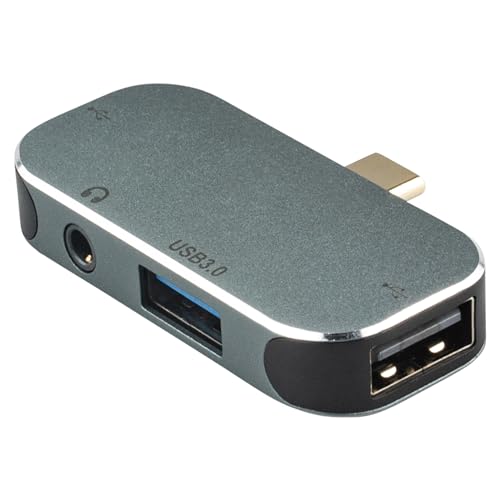 Leehitech USB-C-Dockingstation, USB-C auf USB3.0+USB2.0+TYP-C-Buchse+3,5-Audio-Buchse, Multi-Port-Adapter, 4-in-1-Typ-C-Stecker-Hub, geeignet für Laptops, Mobiltelefone und Computers von Leehitech