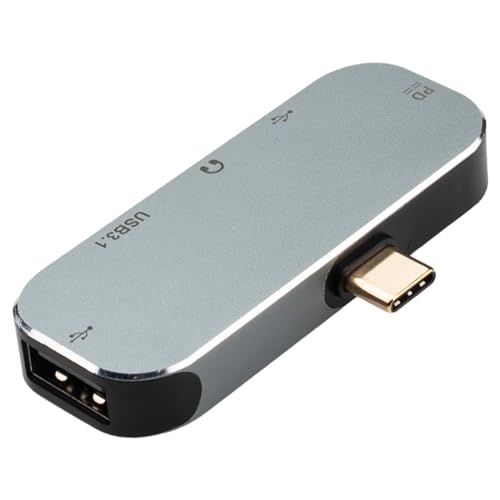 Leehitech USB-C-Dockingstation, USB-C auf USB3.1+USB2.0+Type-C+3,5-Audio-Buchse+PD, Multi-Port-Adapter 5-in-1 Typ-C-Stecker-Hub für Chromebook M3, MacBook Air 2018/2019/2020, Galaxy S21/21+ von Leehitech
