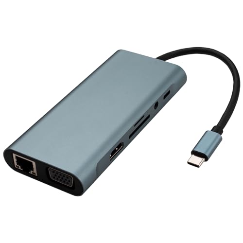 Leehitech USB C Hub, Type C 11 in 1 Docking Station mit 4K HDTV, USB 3.0, USB 2.0, RJ45 Ethernet Anschluss, PD, SD/TF Kartenleser Multiport Verteiler für Samsung S9/S10 und Multiple Type C Geräte von Leehitech