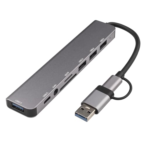 Leehitech USB-C-Hub, USB C Dockingstation, Typ-C zu USB 3.0, USB 2.0 * 2, SD,TF, USB3.0, USB 2.0, 3,5mm Audio, Dual-Head-Datenadapter, Schnellladeadapter für MacBook Pro/MacBook Air von Leehitech