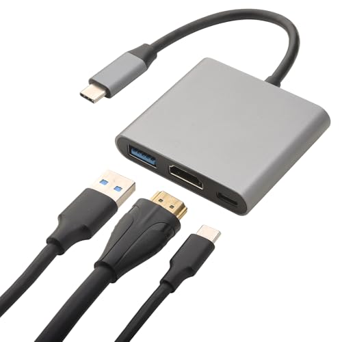 Leehitech USB C Hub,USB C auf HDTV+USB3.0+PD Schnellladeadapter, 3-in-1 USB C Multi-Port-Adapter, Kompatibel mit MacBook Pro, Google Chromebook, Mobiltelefonen der Huawei Mste10-Serie, Samsung S8/S9 von Leehitech