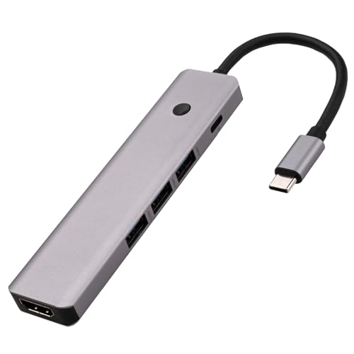 Leehitech USB C auf HDTV Adapter, USB-Typ-C-Hub，mit 4K HDTV, USB 3.0 * 3, PD 100 W Adapter, Typ-C auf 5-in-1 Multifunktions-Hub für Chromebook M3、MacBook Air 2018/2019/2020、Galaxy S21/21+ von Leehitech