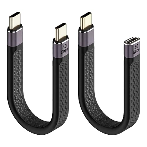Leehitech 2Pack, USB4 mit Thunderbolt 4 Kabel, 40 Gbps Ladekabel, 240W Type C Schnellladung USB C auf USB C Kabel für iPhone 16 15 Pro Max, MacBook Tablets,13cm von Leehitech