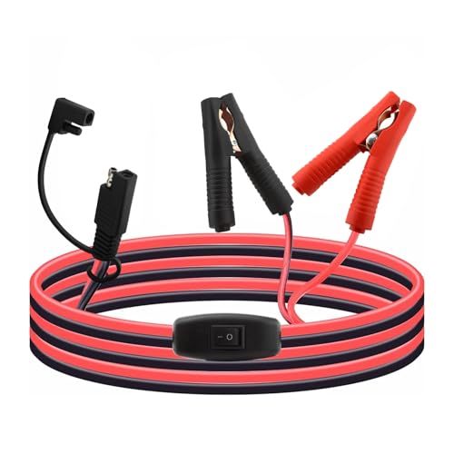 SAE zu Krokodilklemmen Kabel 2.3m (16AWG) mit 15A Sicherung & Schalter - Reine Kupferleiter, 300V, 105°C Hitzebeständig für Auto/Solar/Industrie von Leehitech
