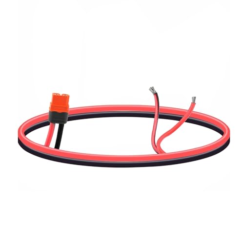 XT60i Buchsenkabel 30cm (12AWG) - Silikonleitung mit lötfertigen Enden, 25A Dauerstrom für Drohnen/Solar/RC-Modelle von Leehitech