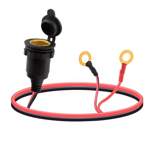 Zigarettenanzünder Buchse zu Erdring Kabel 50cm (14AWG) mit 20A Sicherung & 2 Zusatzsicherungen (10A/30A) - 300V, 105°C Hitzebeständig, Reinkupferleitung für Auto/Solar von Leehitech