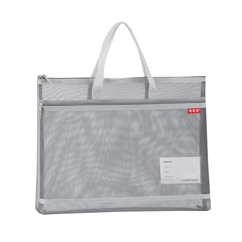 Dokumententasche Netztasche mit Doppel Reißverschluss 36 x 28 CM, A4 Zip Beutel Mesh Bag Reisetasche aus Netzstoff mit Griff Groß Etiketten Schüler Büro Liefert Grau Dokumententasche Netztasche mit Doppel Reißverschluss 36 x 28 CM, A4 Zip Beutel Mesh Bag Reisetasche aus Netzstoff mit Griff Groß Etiketten Schüler Büro Liefert Grau von Lefancy