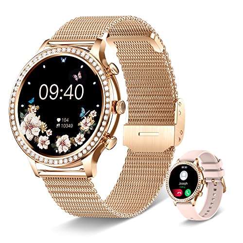 Lefitus Smartwatch Damen, 1.32" Smart Watch Damenuhr mit Anruffunktion,Menstruationszyklus SpO2 Pulsmesser Schlafmonitor Musiksteuerung,19 Sportmodi Uhr für Damen für Android iOS von Lefitus