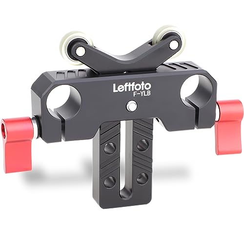 LEFTFOTO Y-förmige Objektivhalterung, lange Teleobjektiv-Halterung mit eingebauter Riemenscheibe, für spiegellose DSLR-Kameras, Filme, Schulter-Rig mit 15 mm Stangen, höhenverstellbar von Leftfoto