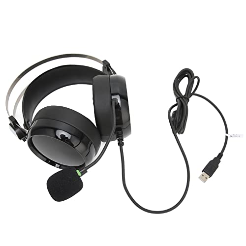 Leftwei Untersuchungs-Headset USB-Head Mounted Noise Reduction Computer-Untersuchungs-Headset Stereo-Gaming-Headset mit Soundkarte Gaming-Headset mit Mikrofon für PS5, PS4, PC von Leftwei