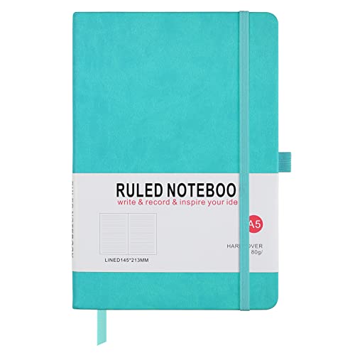 Notizbuch A5, Journal A5 Notizbuch Notizblock PU-Leder Hardcover Tagebuch Notizbuch für Büro Schule Zuhause Geschäft Schreiben & Notizen 200 Seiten (100 Blatt)-Blaugrün von Lefute