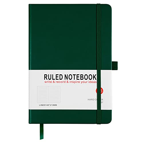 Notizbuch A5, Journal A5 Notizbuch Notizblock PU-Leder Hardcover Tagebuch Notizbuch für Büro Schule Zuhause Geschäft Schreiben & Notizen 200 Seiten (100 Blatt)-dunkelgrün von Lefute