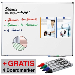 AKTION: Legamaster Whiteboard PREMIUM 120,0 x 90,0 cm weiß spezialbeschichteter Stahl + GRATIS 4 Boardmarker TZ 100 farbsortiert von Legamaster