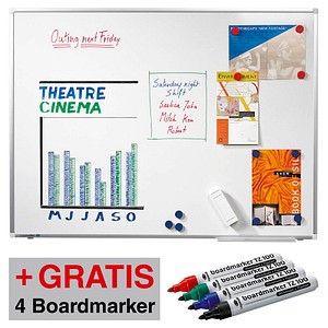 AKTION: Legamaster Whiteboard PREMIUM PLUS 150,0 x 100,0 cm weiß emaillierter Stahl + GRATIS 4 Boardmarker TZ 100 farbsortiert von Legamaster