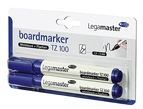 Legamaster 7-110503-2 Boardmarker TZ100, nachfüllbar, 1.5-3 mm, 2 Stück in SB-Verpackung, blau von Legamaster