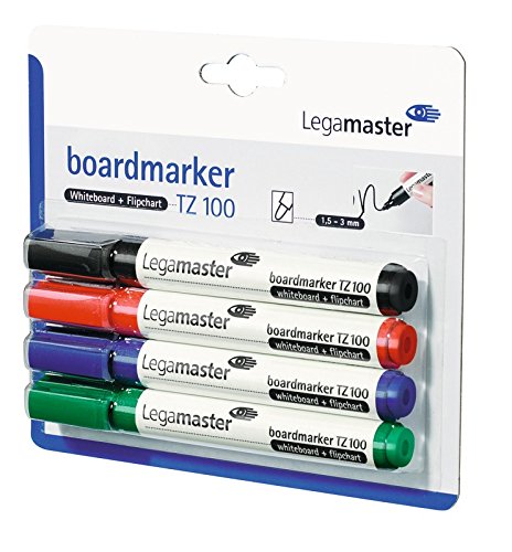 Legamaster 7-110594-4 Boardmarker TZ100, nachfüllbar, 1.5-3 mm, Sortiert 4er Blister von Legamaster