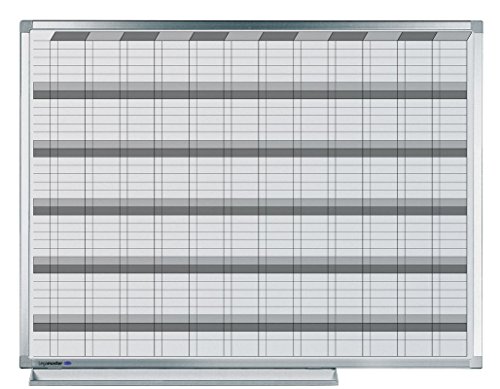 Legamaster 7-400000 Professional Jahresplaner 365, emailliertes, leichtes Whiteboard bedruckt mit Kalenderraster, 120 x 90 cm von Legamaster